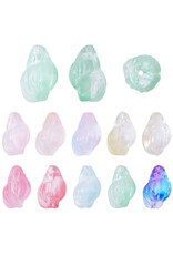 15x10mm Glass Shell  x5 Pair Mixed Colours