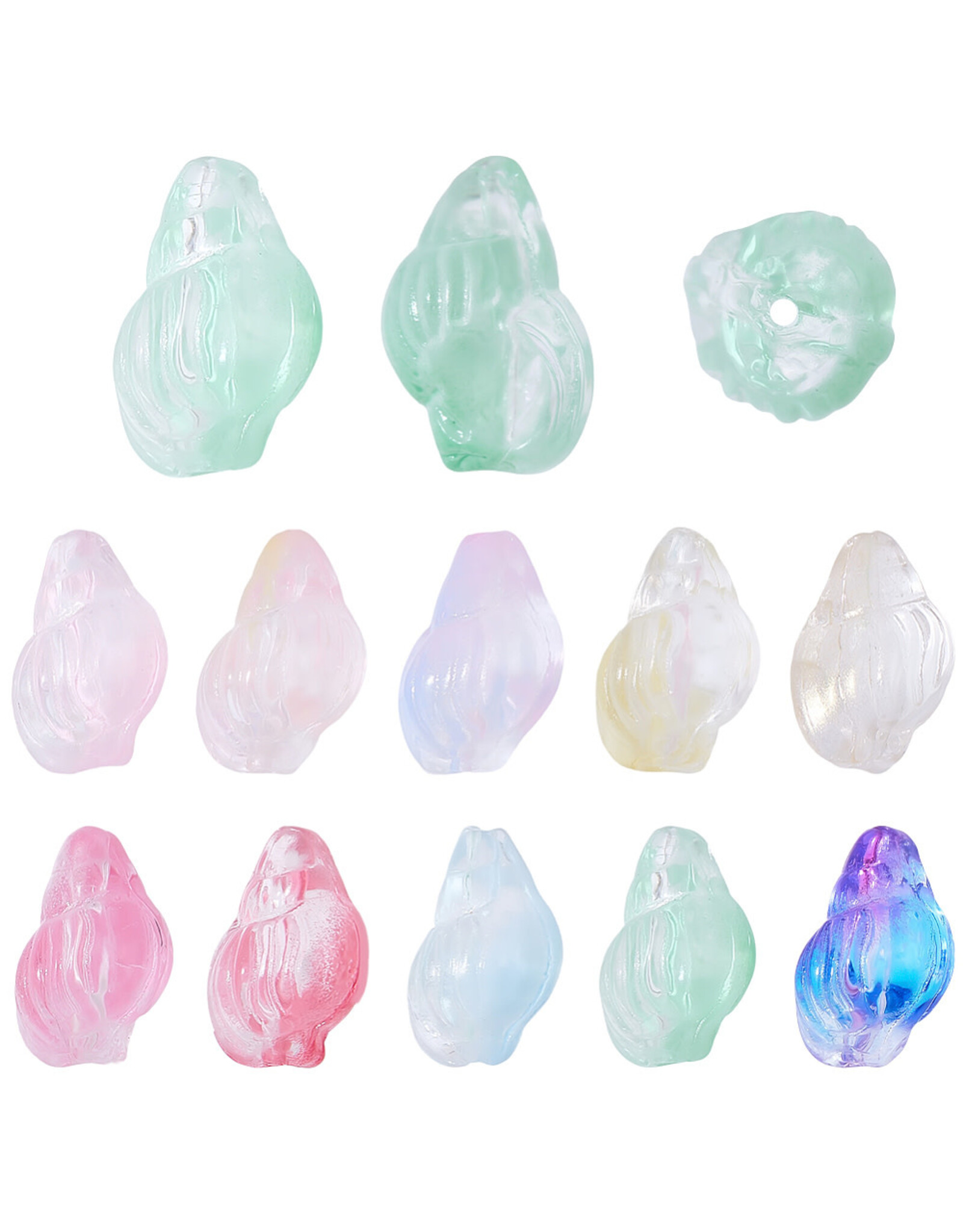 15x10mm Glass Shell  x5 Pair Mixed Colours