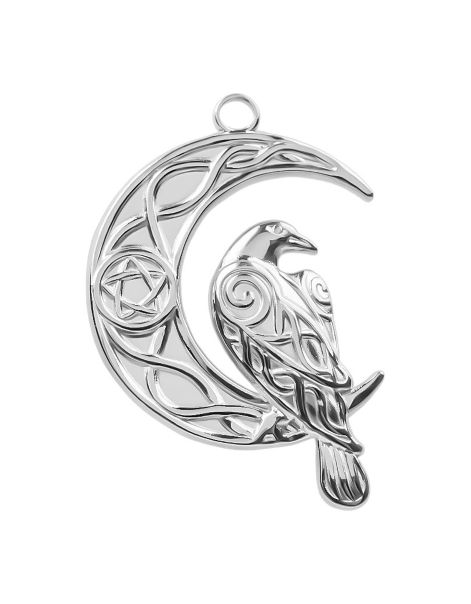 Raven Moon Stainless   36x25mm  Silver  x1 NF