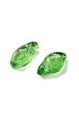 12x6mm Glass Leaf  Green  x50