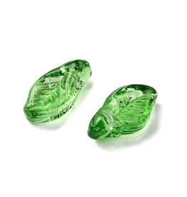 12x6mm Glass Leaf  Green  x50