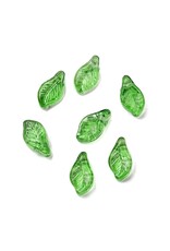 12x6mm Glass Leaf  Green  x50
