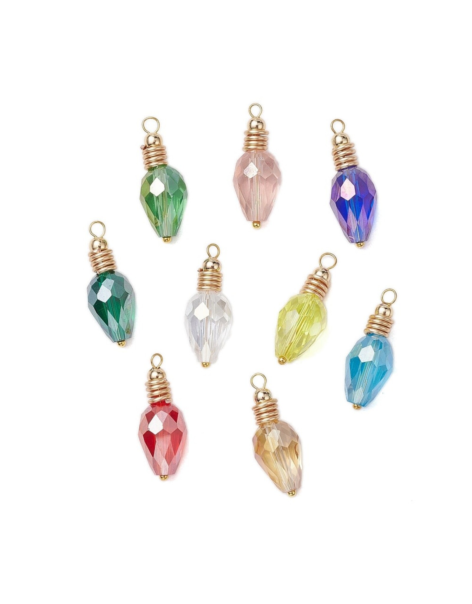 Christmas Light  Charm 26x10mm  3 Pair Random Mix