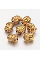 Buddha Head Bead Antique Gold 11x9mm  x10 NF