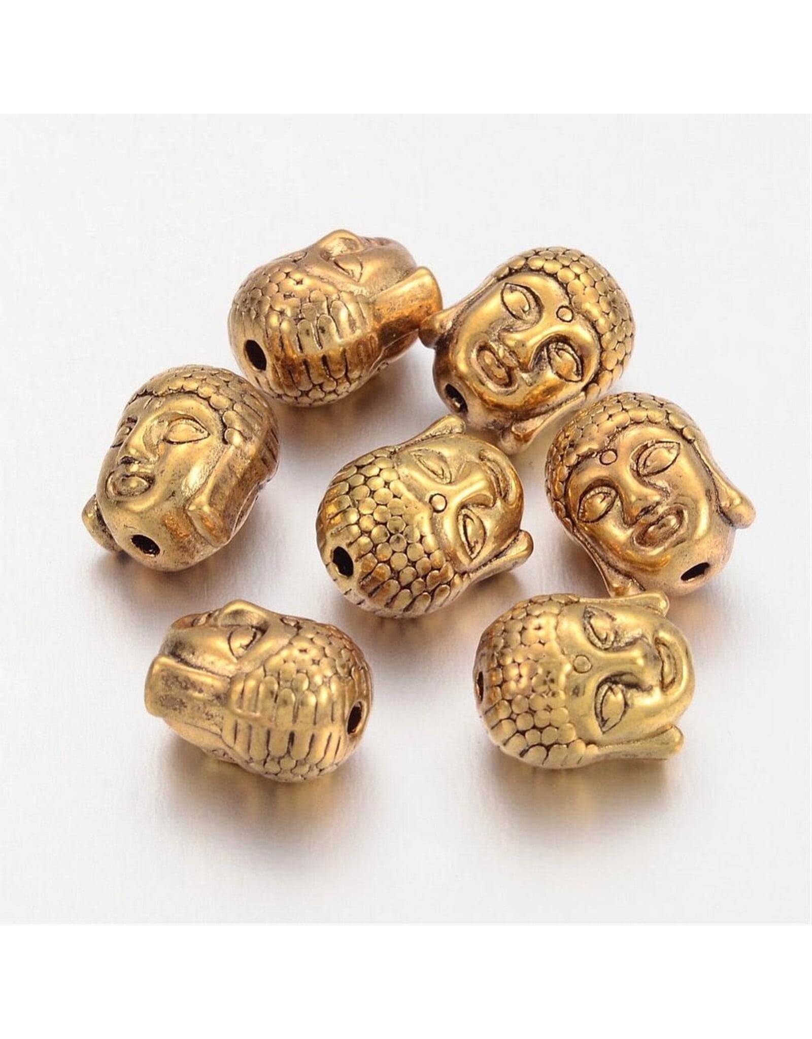 Buddha Head Bead Antique Gold 11x9mm  x10 NF