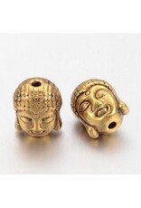 Buddha Head Bead Antique Gold 11x9mm  x10 NF