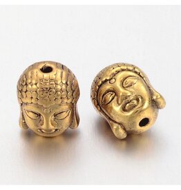 Buddha Head Bead Antique Gold 11x9mm  x10 NF