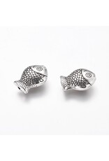 Fish Bead Antique Silver 13x10mm  x10 NF