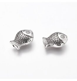 Fish Bead Antique Silver 13x10mm  x10 NF