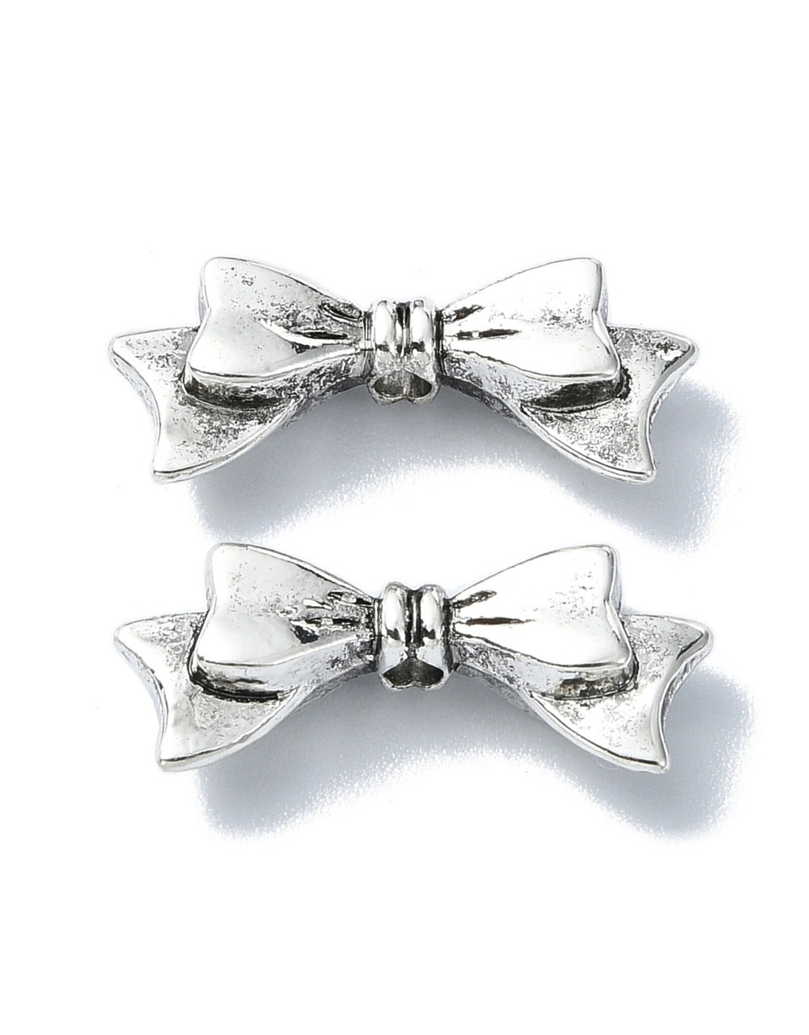 Bow Bead Antique Silver 8x20mm  x10   NF