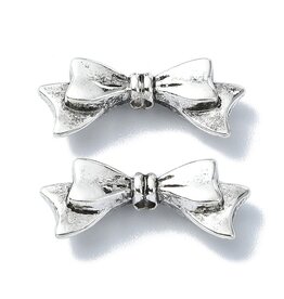 Bow Bead Antique Silver 8x20mm  x10   NF