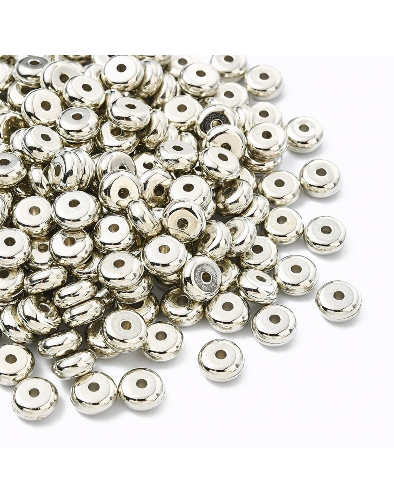 6mm Rondelle Spacer Bead  Platinum   x100 NF
