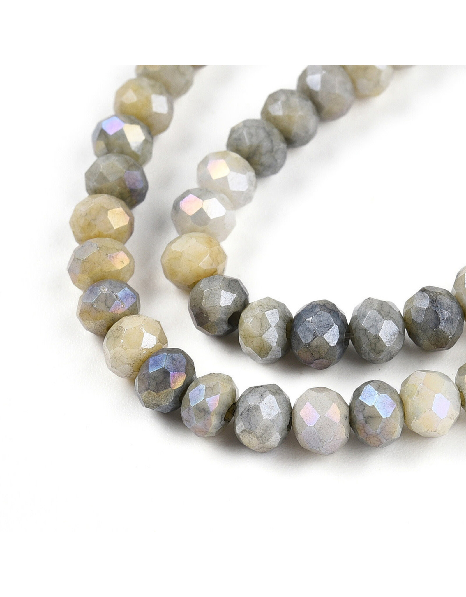4x3mm Rondelle  Opaque Grey Brown Lustre Mix  x110
