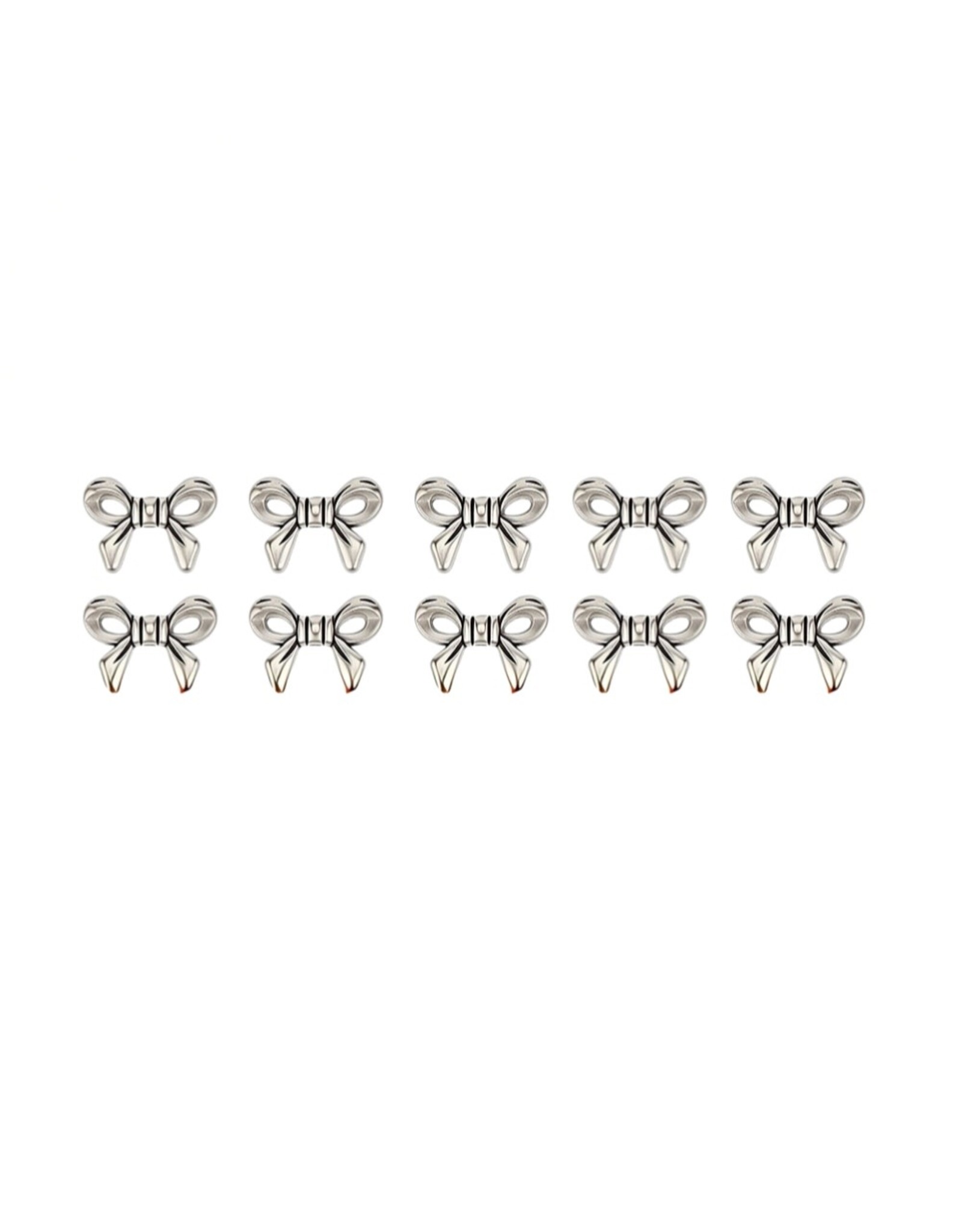 Bow Bead Platinum 10x14mm  x10   NF