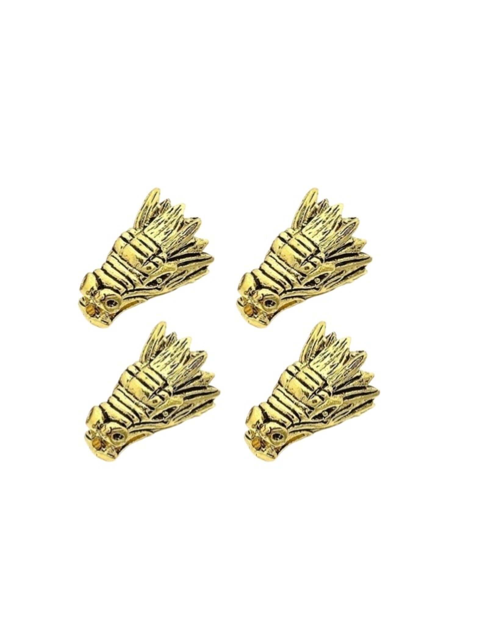 Dragon Head End Cap Cone   17x11mm Antique Gold  x4  NF