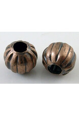 Round Antique Copper Fluted Spacer Bead  8mm  x50 NF