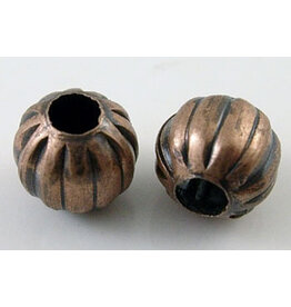 Round Antique Copper Fluted Spacer Bead  8mm  x50 NF