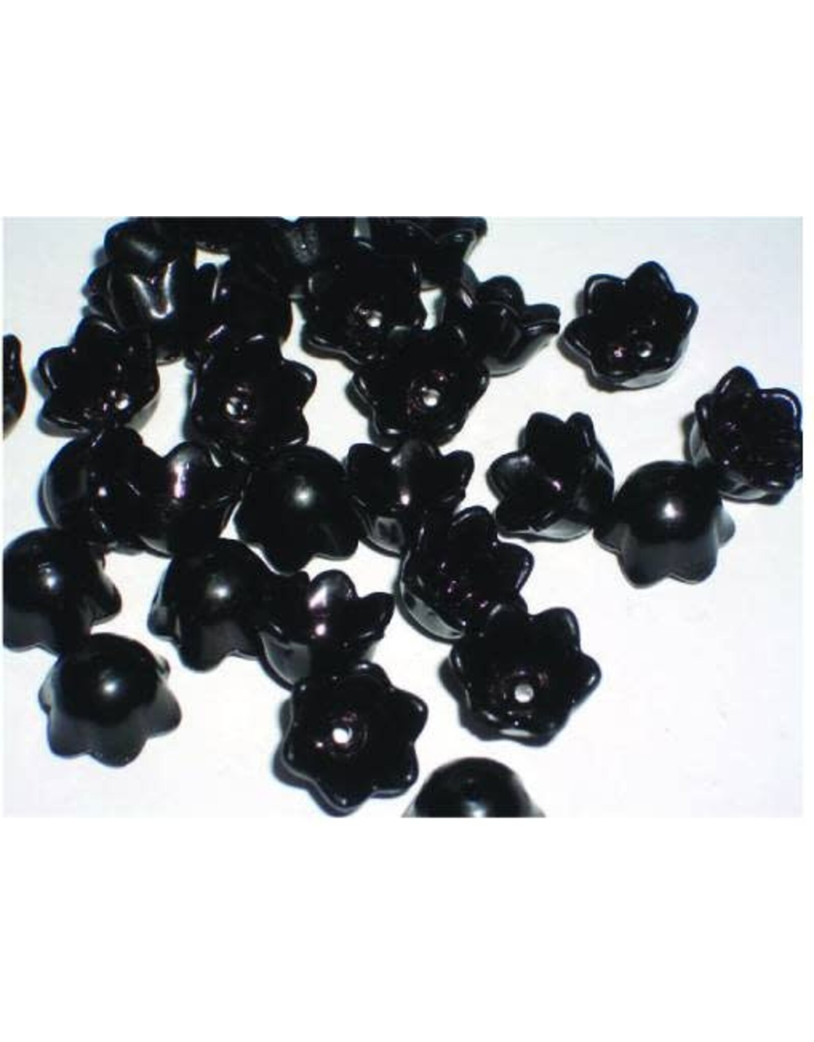 10mm Acrylic Bell Flower Cap  Black  x100