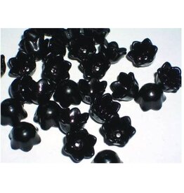 10mm Acrylic Bell Flower Cap  Black  x100