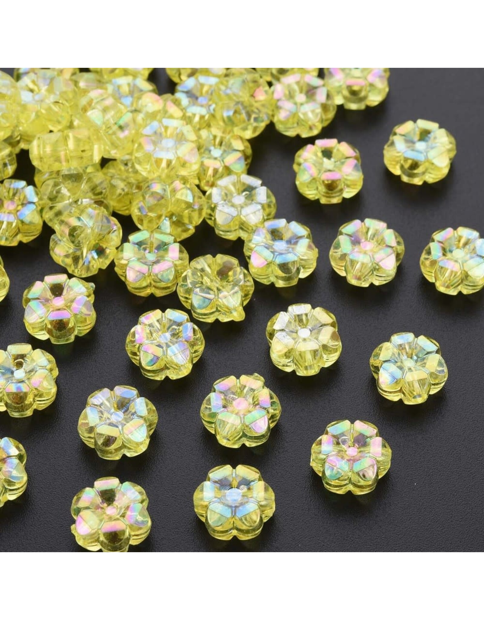 10x5mm Acrylic Flower Transparent Yellow AB   x100
