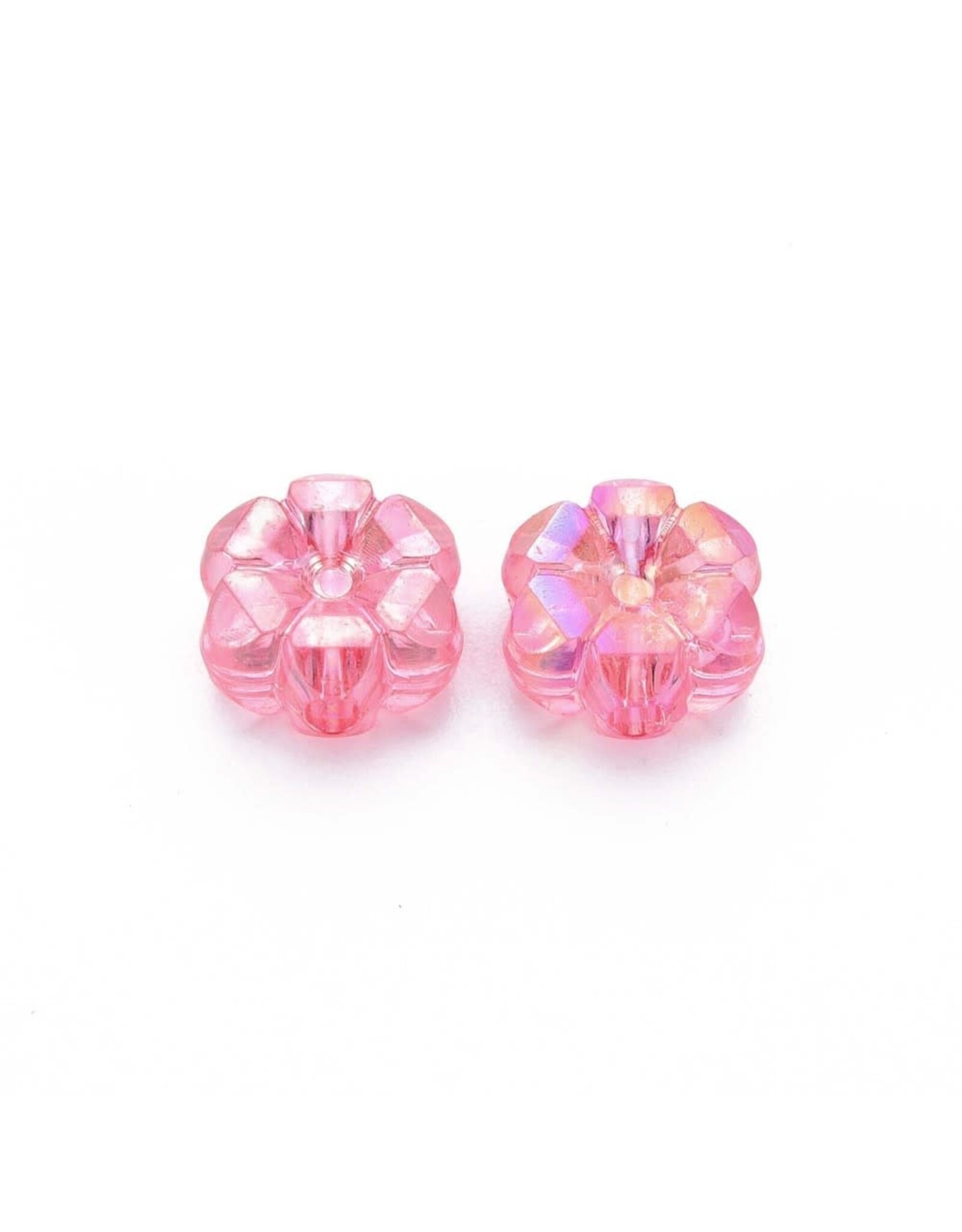10x5mm Acrylic Flower Transparent Pink AB   x100