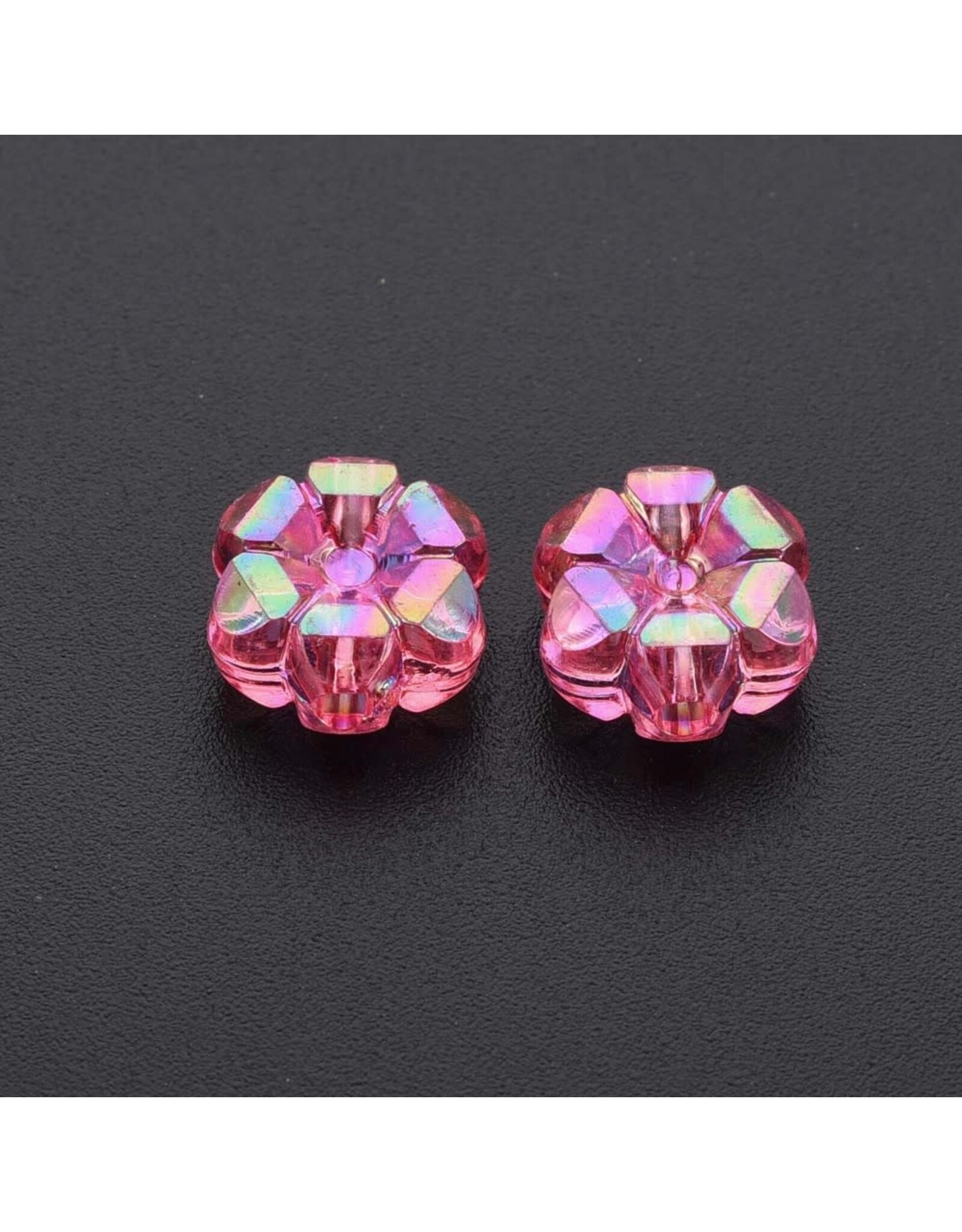 10x5mm Acrylic Flower Transparent Pink AB   x100