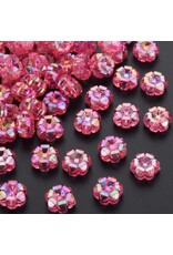 10x5mm Acrylic Flower Transparent Pink AB   x100