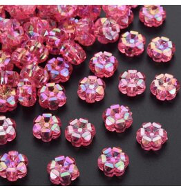 10x5mm Acrylic Flower Transparent Pink AB   x100