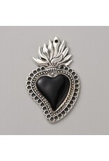 Sacred Heart 47x29 Antique Silver Black NF