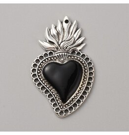 Sacred Heart 47x29 Antique Silver Black  x1 NF