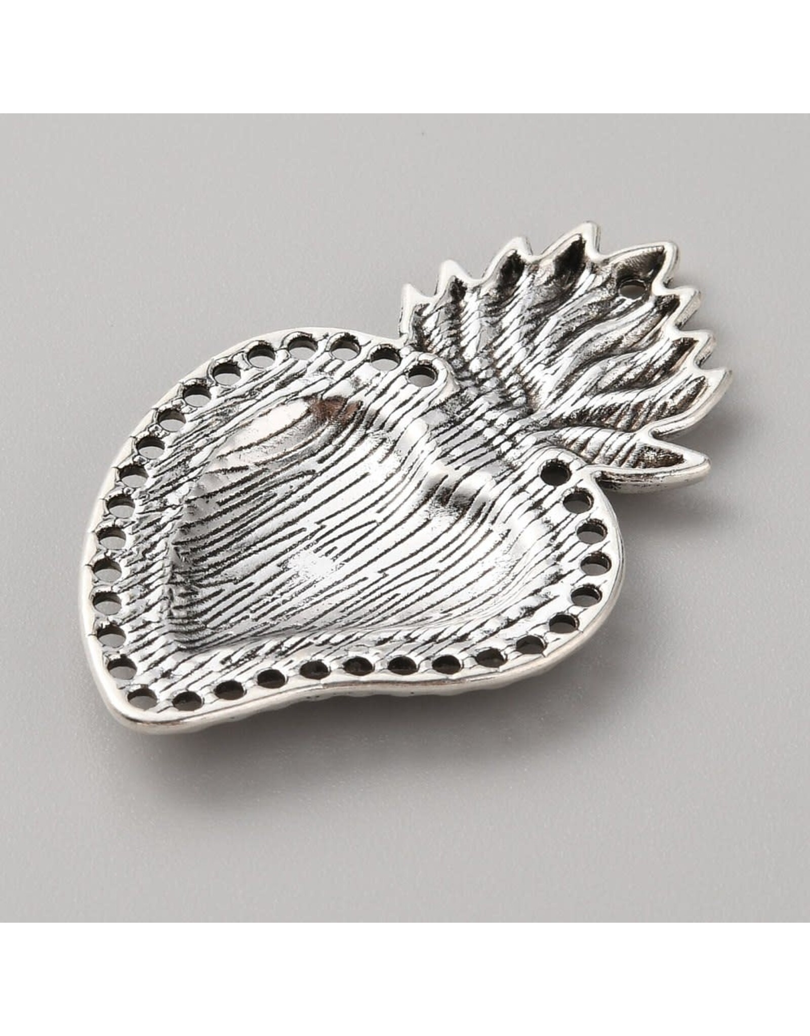 Sacred Heart 47x29mm Antique Silver Red  x1  NF