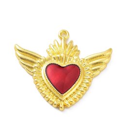 Sacred Heart 36x40mm Gold Red  x1  NF