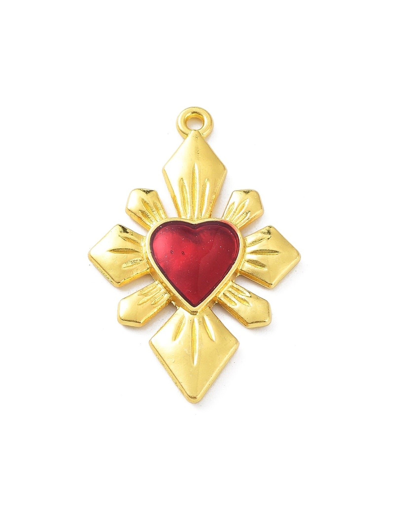 Sacred Heart 40x26mm Gold Red  x1  NF