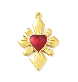 Sacred Heart 40x26mm Gold Red  x1  NF