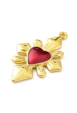 Sacred Heart 40x26mm Gold Red  x1  NF
