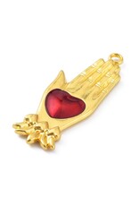 Sacred Heart Hand 43x15mm Gold Red  x1  NF