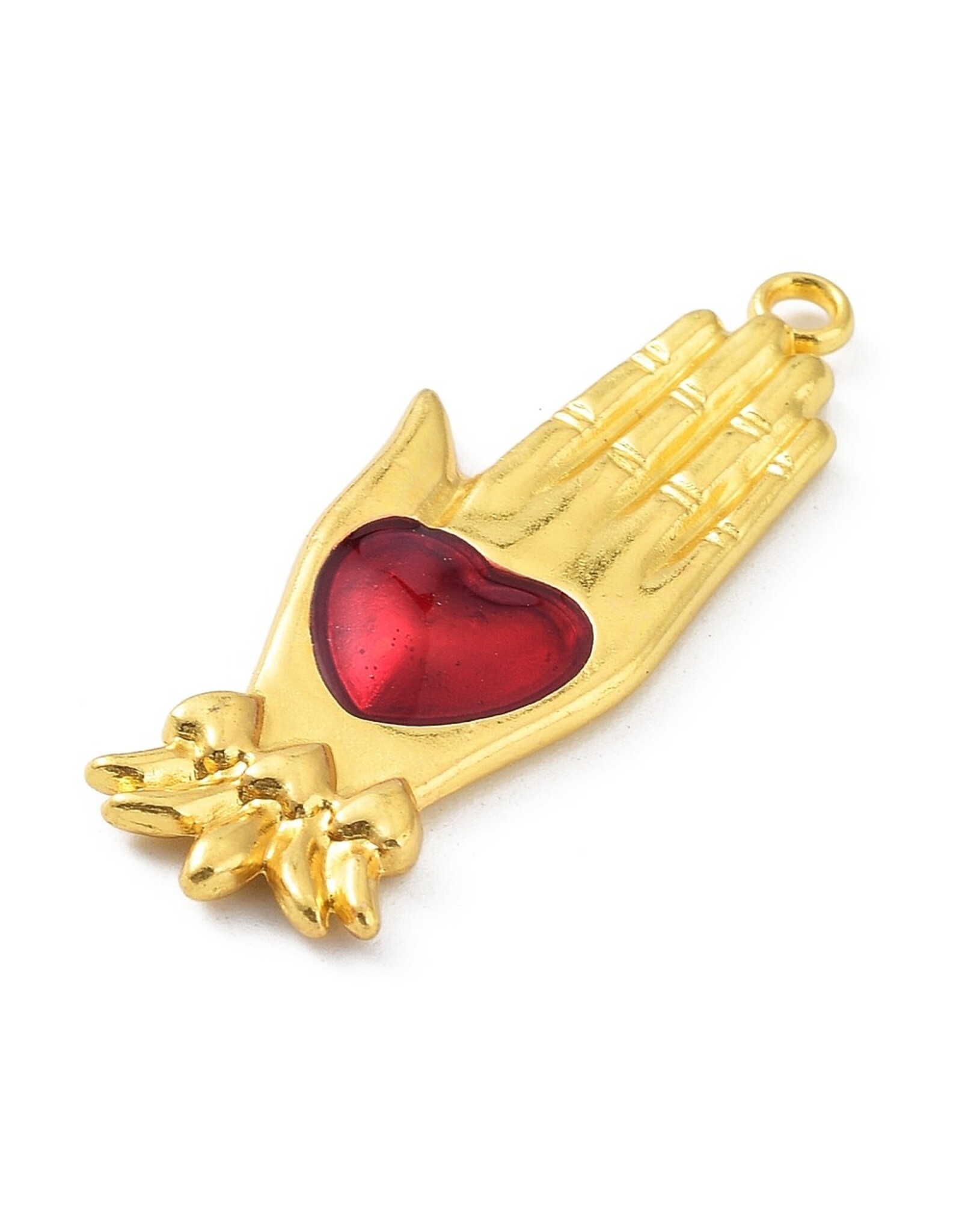 Sacred Heart Hand 43x15mm Gold Red  x1  NF