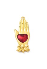 Sacred Heart Hand 43x15mm Gold Red  x1  NF