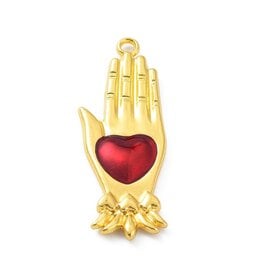 Sacred Heart Hand 43x15mm Gold Red  x1  NF