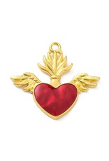 Sacred Heart  30x33mm Gold Red  x1  NF