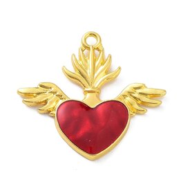 Sacred Heart  30x33mm Gold Red  x1  NF