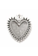 Sacred Heart  40x35mm Antique Silver Red  x1  NF