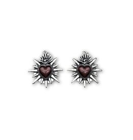 Sacred Heart  25mm Antique Silver Black  x2  NF