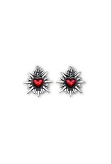Sacred Heart  25mm Antique Silver Red  x2  NF