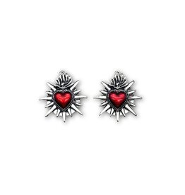 Sacred Heart  25mm Antique Silver Red  x2  NF