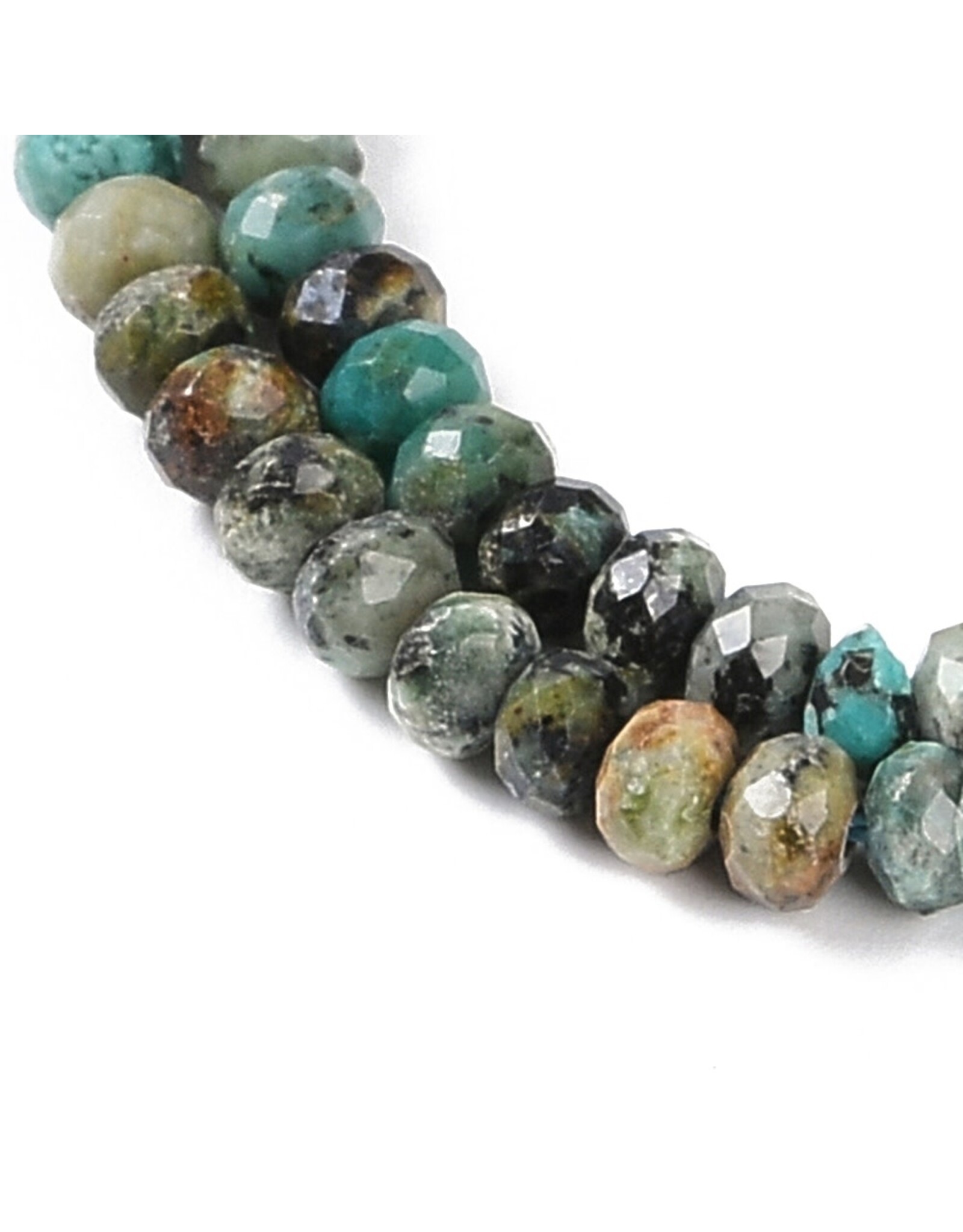 African Turquoise 3x4mm Faceted Rondelle 15” Strand Approx x150