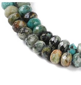 African Turquoise 3x4mm Faceted Rondelle 15” Strand Approx x150