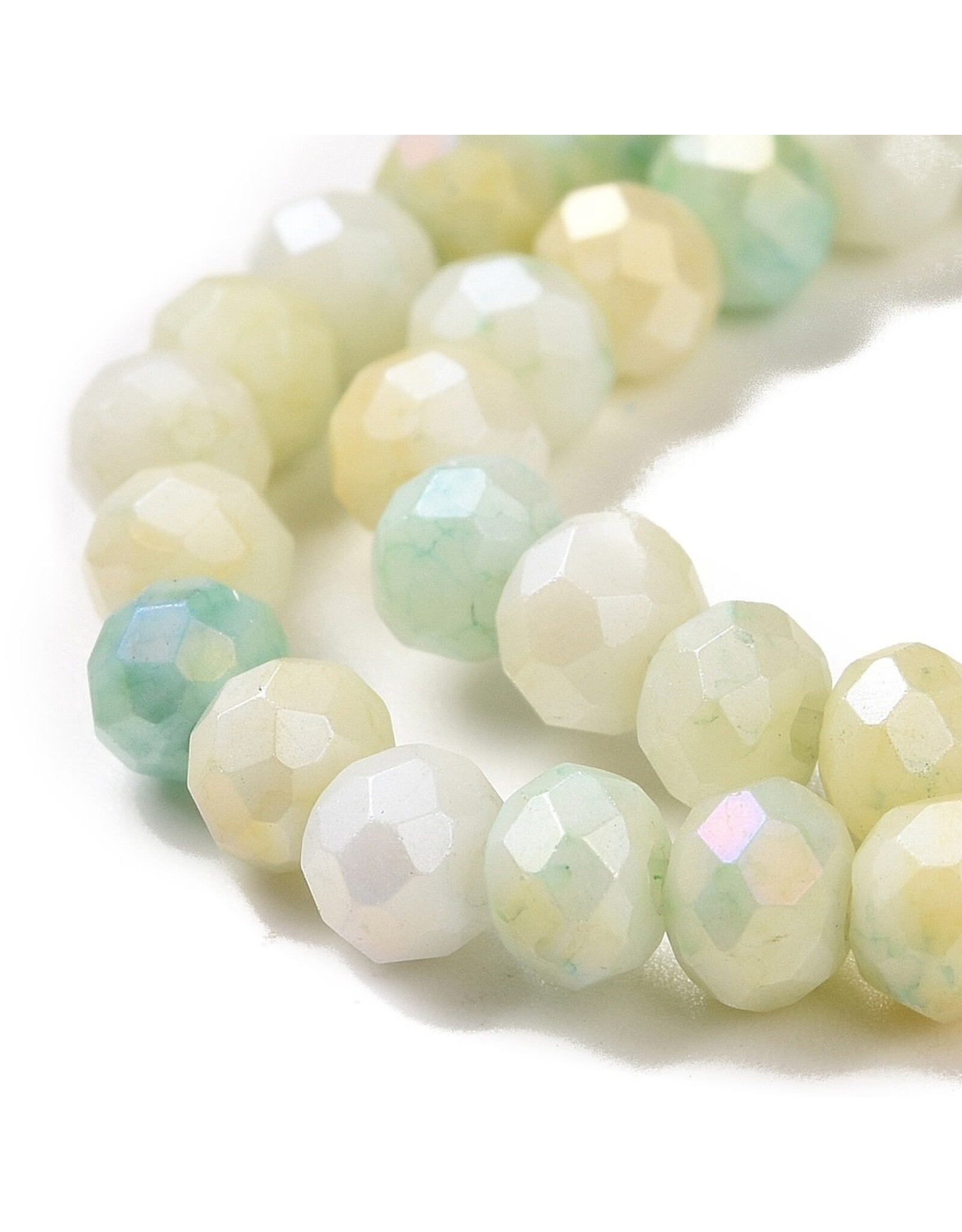 4x3mm Rondelle  Opaque Green Yellow Lustre Mix  x105