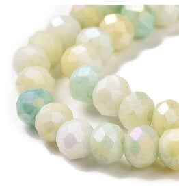 4x3mm Rondelle  Opaque Green Yellow Lustre Mix  x105