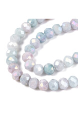 4x3mm Rondelle  Opaque Blue Pink Lustre Mix  x105